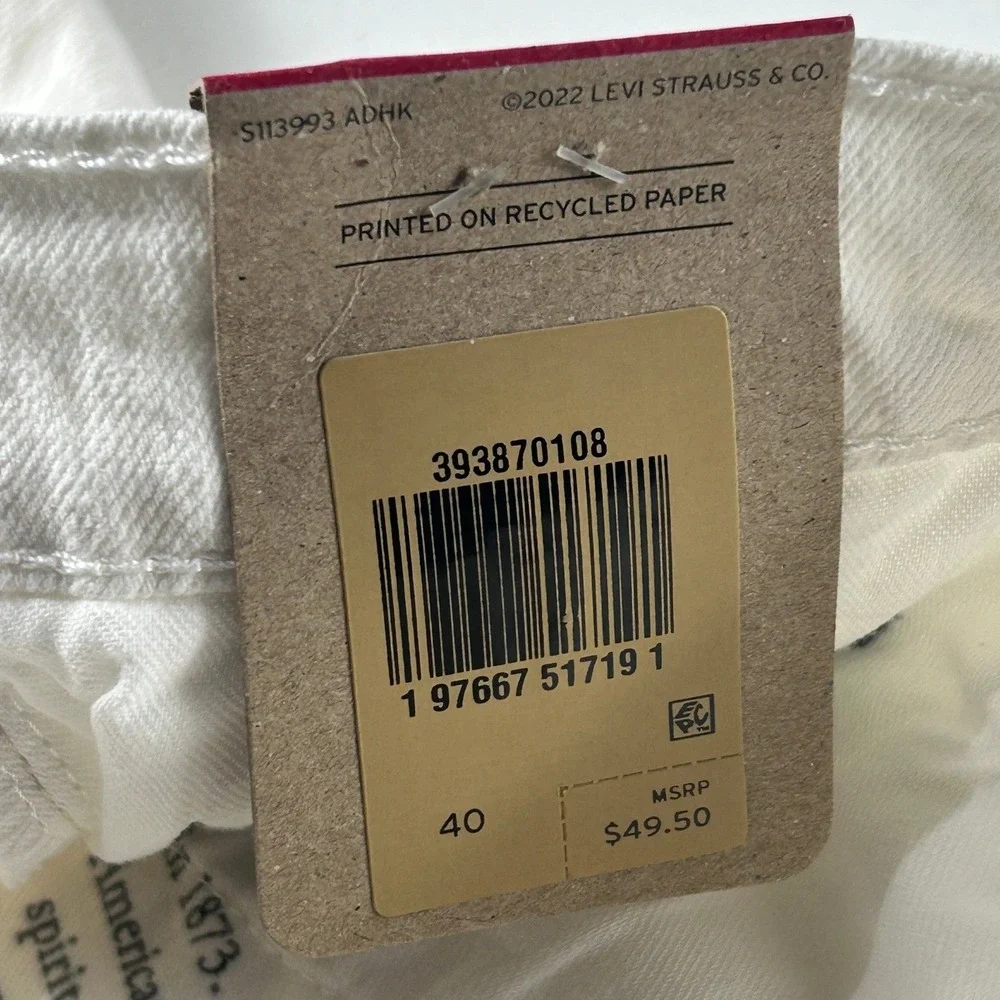 Levis 412 Slim Shorts Mens Size 40 White‎ Denim 5-Pocket Casual 393870108 NWT